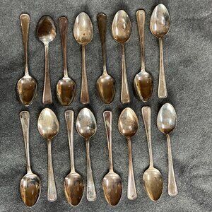 Vintage SET of 16 Capco Silver Plate Heavyweight Oval Place Dinner Spoons Japan